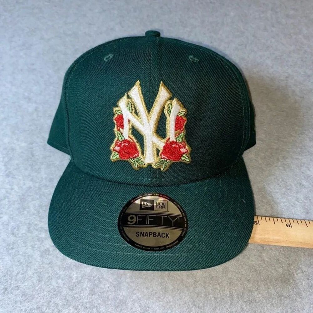 New Era New York Yankees Roses Wool Hat SnapBack Green Pink Gold